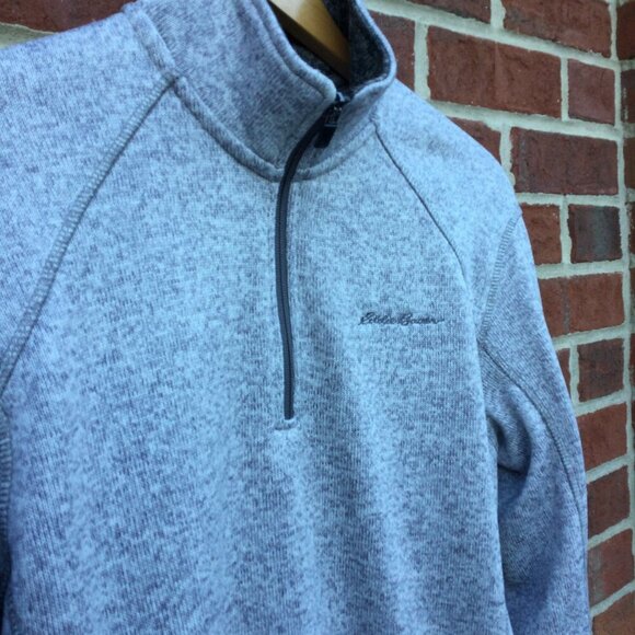 Eddie Bauer 1/4 Zip Fleece Pullover Mens Medium Gray Comfy - Picture 2 of 10
